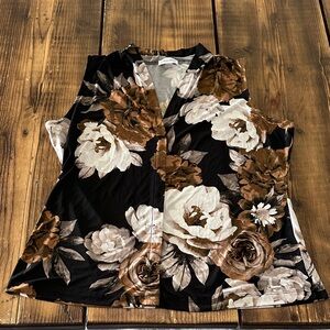 Calvin Klein Black Floral Sleeveless V-Neck Camisole